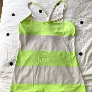 Lululemon Power Y Tank Stripes Highlighter Green
